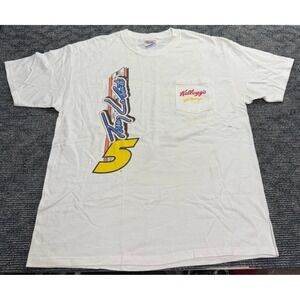VTG 2001 Terry Labonte Kellogg's‎ Pocket T-Shirt Men's Size Large White NASCAR